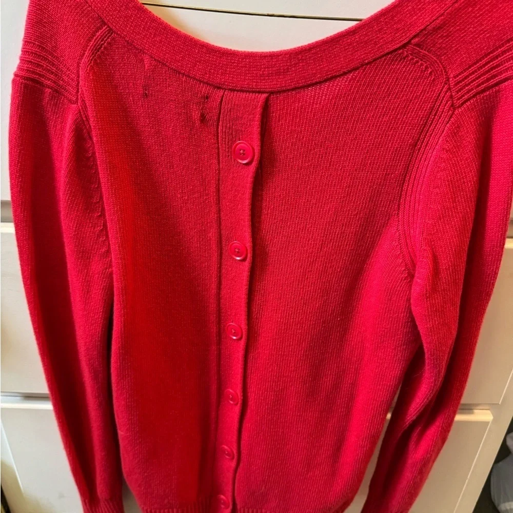 Banana Republic Red V-Neck Back Button Sweater